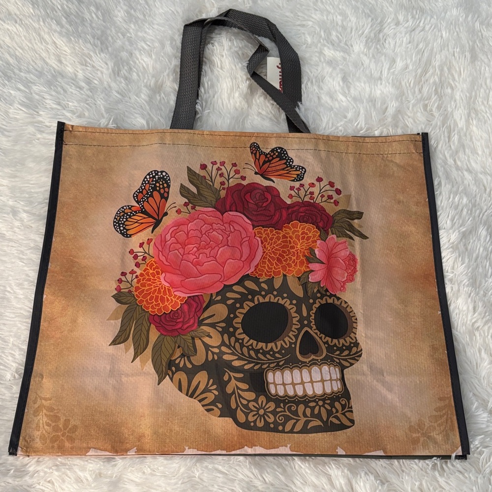 Reusable Shopping Bag TJ Maxx Floral Skull Tote Bag NWT